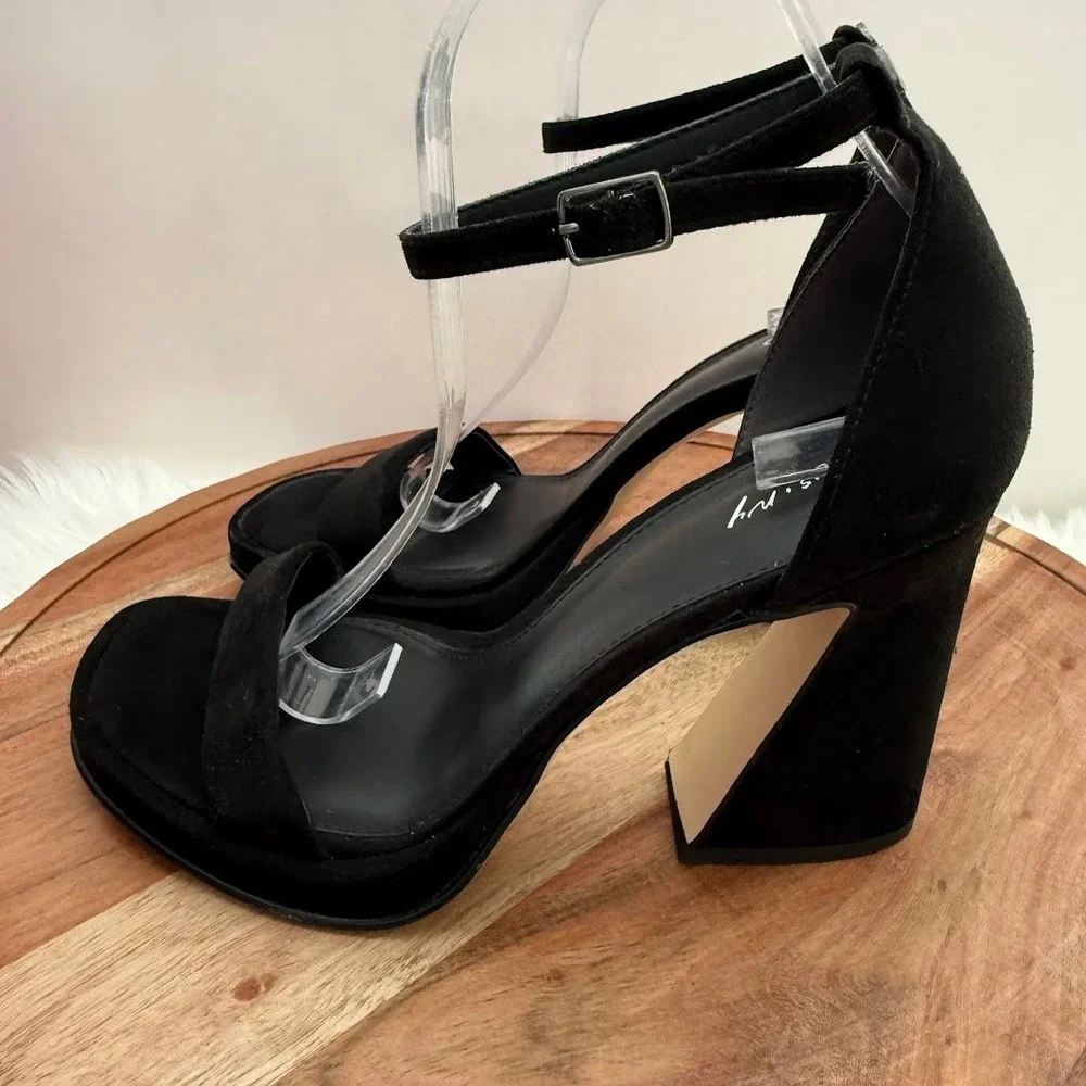 Circus NY Holmes Black Suede Platform Sandals Flared Block Heel Wmns 9M EUR‎ 40